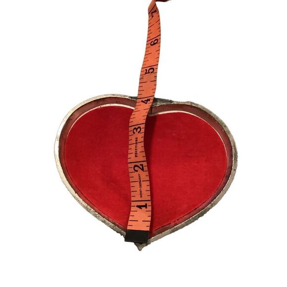 Time For Us Vintage Silver tone Metal Trinket Jewelry Box Flower Heart 3 Footed - Picture 11 of 13